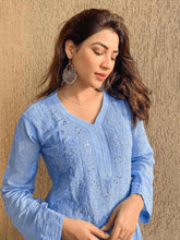 Swish Blue Chikankari And Mukaish Kurta